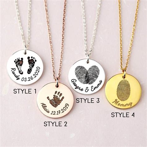 Personalised Handprint Memory Necklace Footprint Necklace Personalised