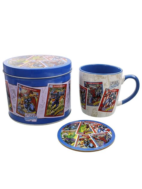 Marvel Retro Collectors Cards Mug And Coaster In A Tin Marvel Retro