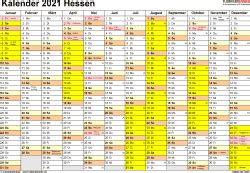 Übersichtlicher jahreskalender von 2021, die daten werden pro monat gezeigt einschließlich der kalenderwochen. Kalender 2021 Hessen: Ferien, Feiertage, Excel-Vorlagen