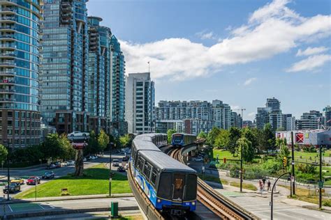 Vancouver Canada July 18 2020 Skytrain Running Through Tall