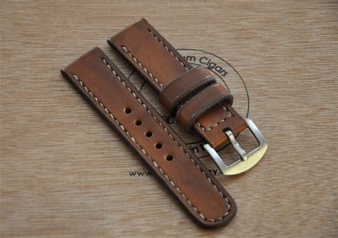 Rally style leather watch strap with gra. CentaurStraps - Handmade leather watch straps: Light brown ...