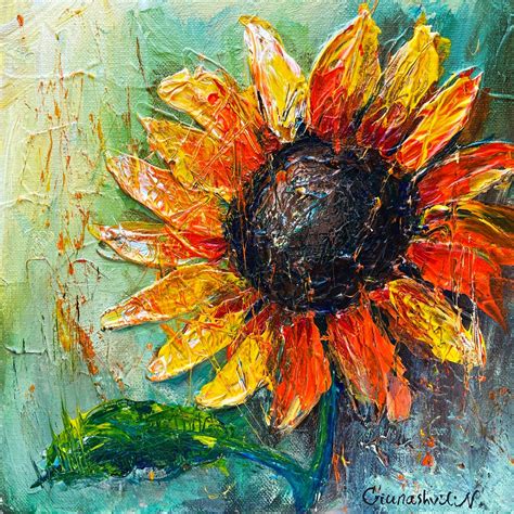 Sunflower Art Acrylic Painting On Canvas Abstract Sunflowers