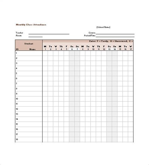 Attendance List Template 10 Free Sample Example Format Download