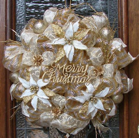 30 White And Gold Christmas Wreath Decoomo