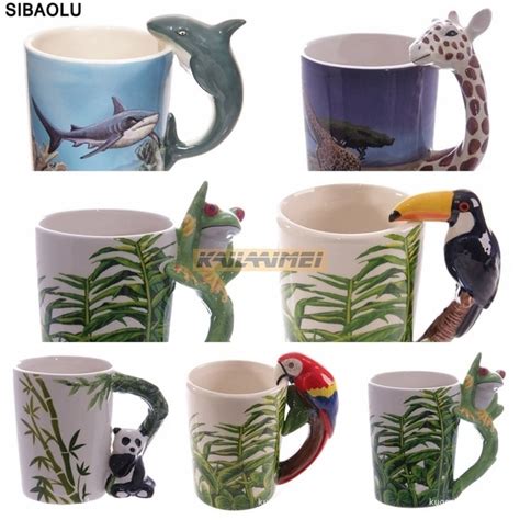 50pcs Animal Elephant Shaped Handle Mug Design Ceramic Coffee Milk Tea