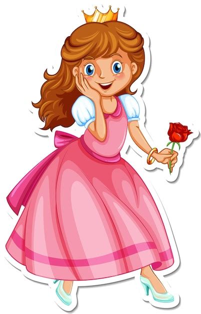 free vector beautiful princess cartoon character sticker