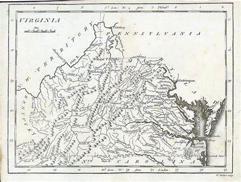 Virginia Map From 1796 Edition Of Mathew Careys American Pocket Atlas