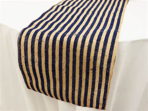 Available in multiple colors and in 72, 90, 108, and 120 lengths. Table Runner Burlap/ Navy Strip | Burlap table runners ...