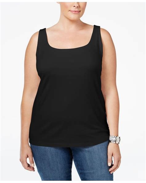 Style And Co Plus Size Shelf Bra Tank Top Only At Macys In Black Lyst