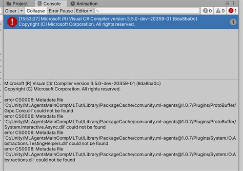 Error Del Compilador En Unity V2020 3 Al Intentar Ejecutar Un Paquete