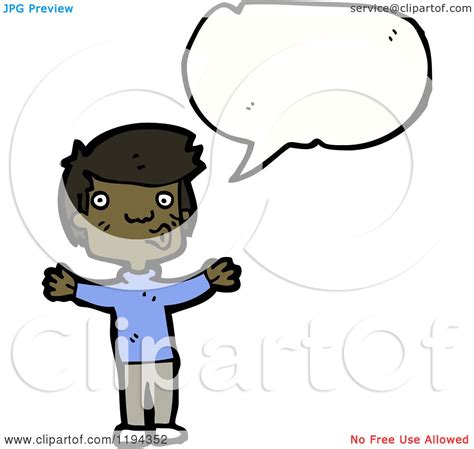 Cartoon Of An African American Boy Speaking Royalty Free Vector Illustration By