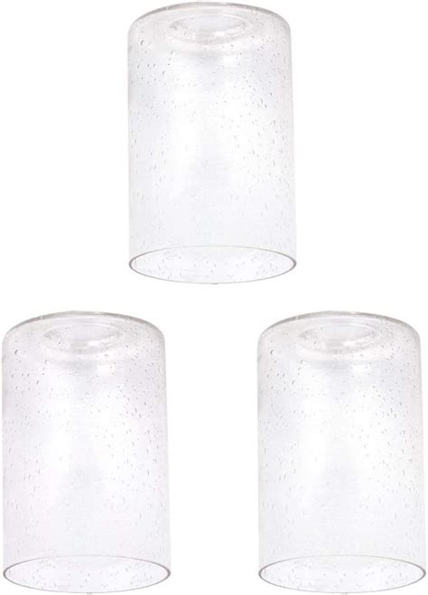 3 Pack Cylinder Glass Lamp Shade Bubble Seeded Clear Glass Cover Replacements For Lighting