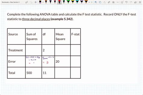 Anova Table Fill In The Blanks Calculator Elcho Table