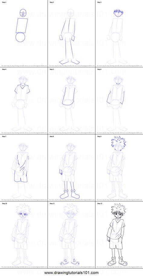 How To Draw Killua Zoldyck From Hunter X Hunter Printable Step By Step