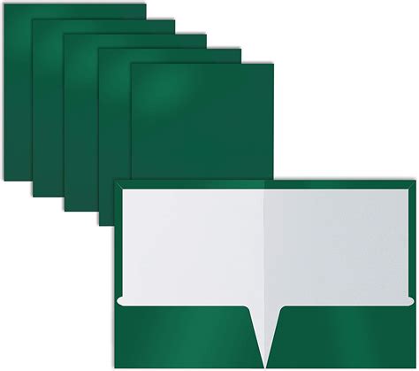 2 Pocket Glossy Laminated Dark Green Paper Folders Box Of