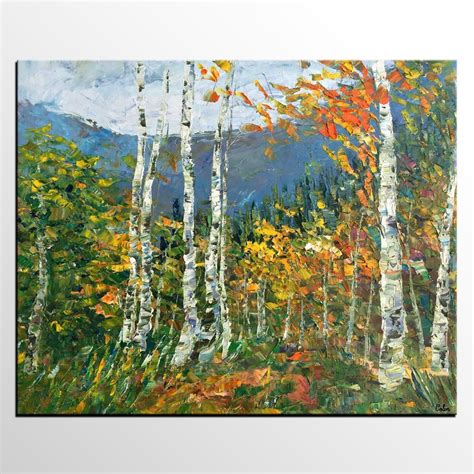 Birch Tree Painting Abstract Landscape Painting Oil Painting Heavy