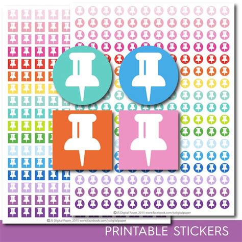 Items Similar To Push Pin Stickers Push Pin Planner Stickers Push Pin
