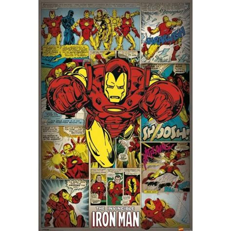 Iron Man Marvel Comics Poster Iron Man Retro Achat Vente Affiche