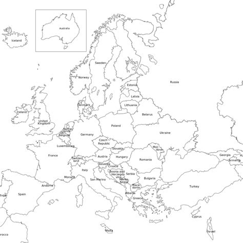 Europe World Map Black And White Blank Map Png Clipart Area Black Images