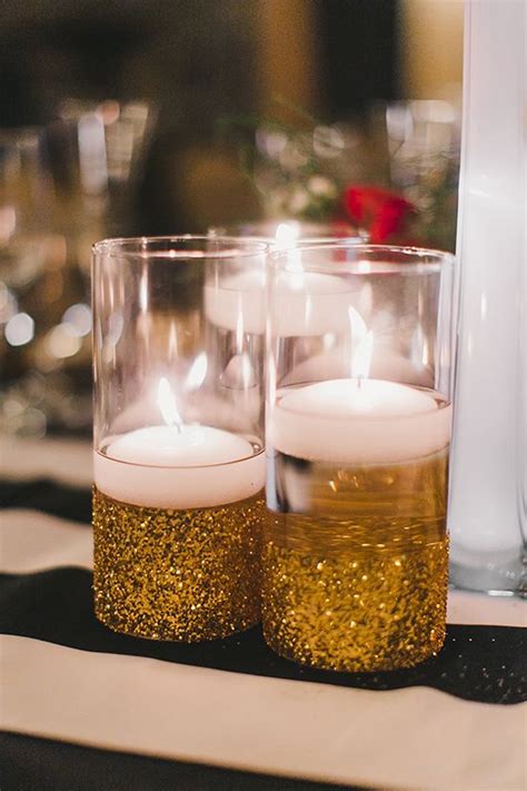 Colorful New Years Eve Wedding Ideas Gold Floating Candles Floating