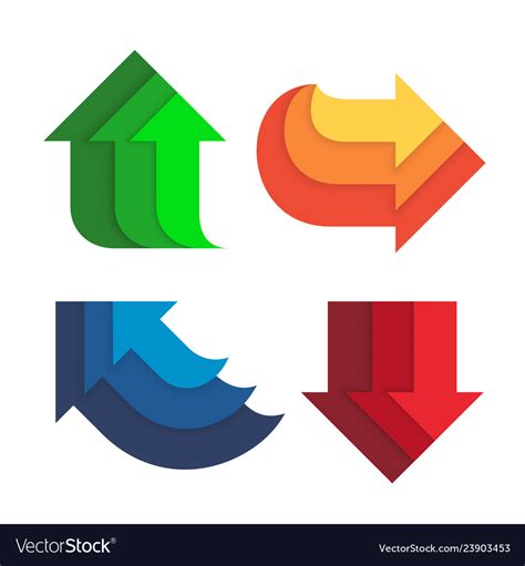 Different Direction And Colors Arrows Set Flat Vector Image