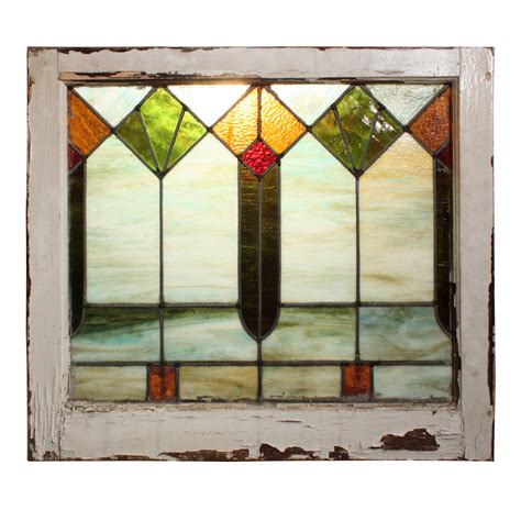 Striking Antique American Arts And Crafts Stained Glass Window Slag Glass Nsg104 Rw For Sale