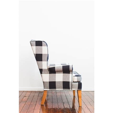 Browse selection of comfortable wingback chairs, fabric or leather, tufted, tall or modern, in a range of natural wood colour or black legs determine the overall look of the piece. Black & White Buffalo Check Wingback Chair | Chairish