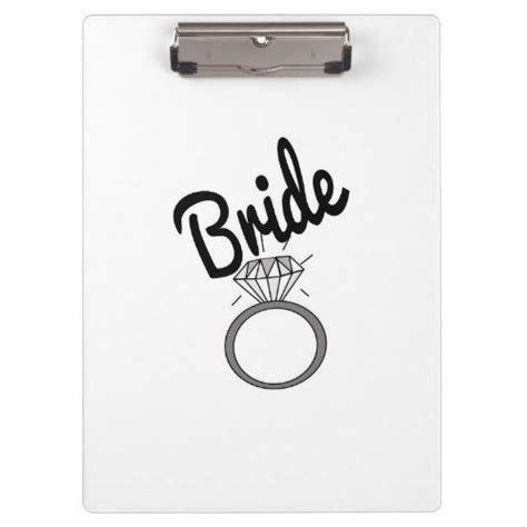 Bride Typography And Diamond Ring Clipboard Custom