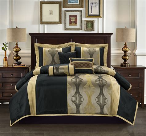 Nanshing Kath 7 Piece Luxury Bedding Comforter Set With Two Bonus Pillows California King Gold
