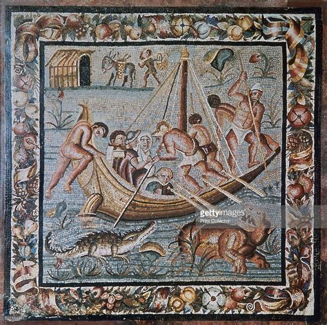 Roman Mosaic Of A Ferry Boat On The Nile From Pompeii 2nd Century