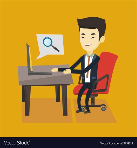 Business Man Searching Information On Internet Vector Image