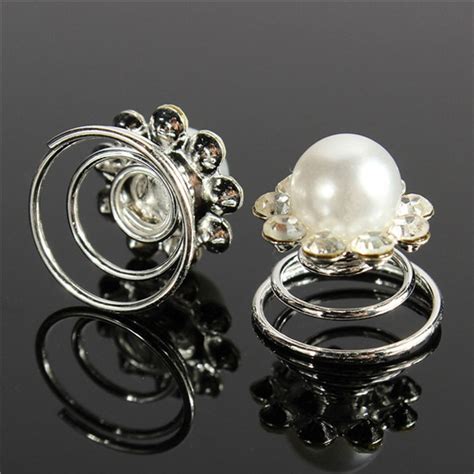 12pcs Pearls Crystal Wedding Bridal Hair Pins Twists Coils Flower Swirl
