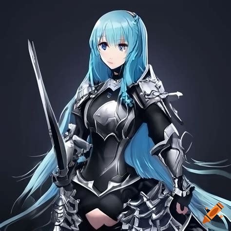 Cosplay Of A Silver Haired Anime Girl In Black Armor On Craiyon