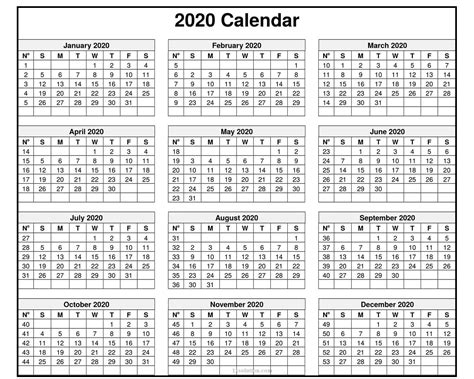 Calendar 2020 Pdf For Mark Your Daily Class Calendar