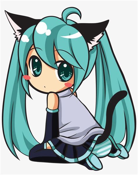 Hatsune Miku Clipart Simple Anime Girl Cat Chibi Png Image