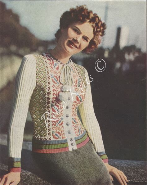 a rare vintage 1940s knitting pattern for tyrolean cardigan etsy