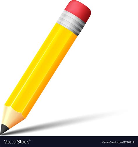 Yellow Pencil With Eraser Icon Royalty Free Vector Image