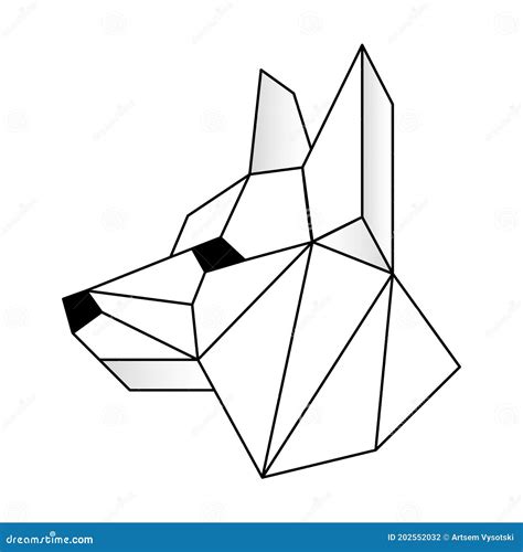Dog Head Icon Abstract Triangular Style Contour For Tattoo Emblem