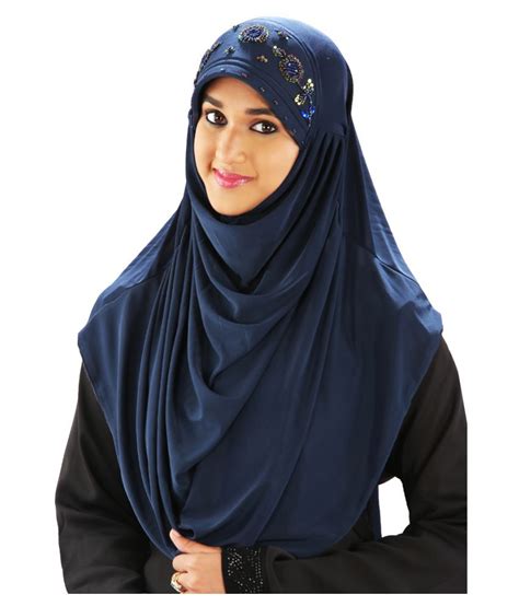 Parvin Blue Polyester Stitched Hijabs Price In India Buy Parvin Blue