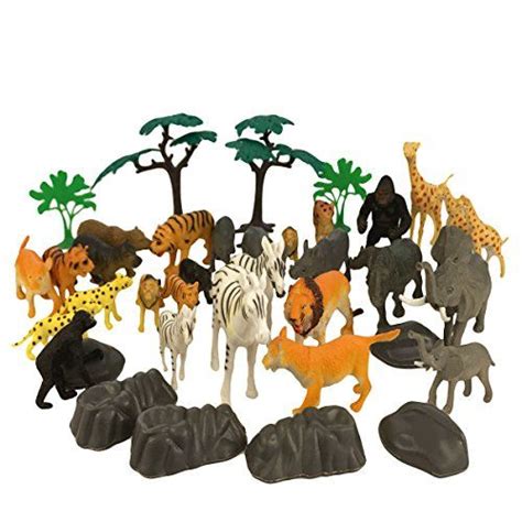 Boley Safari Animal Playset Bucket With 40 Piece Safari Animals And
