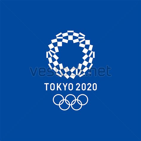 Jeux olympiques d'été de 2020, англ. Tokyo 2020 Olympics Logo Vector Free Download with Blue Background | Vestock