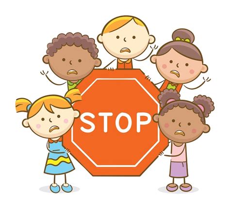Premium Vector Kids With Stop Sign