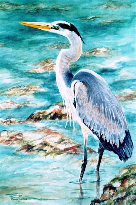 Great Blue Heron Note Card 5x7 Watercolor Print Etsy
