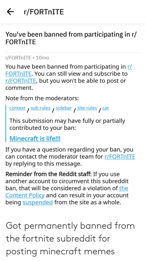 Rfortnite Youve Been Banned From Participating In R Fortnite Rfortnite