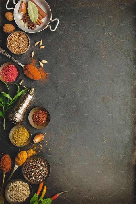 Find over 100+ of the best free background images. Herbs and spices on dark background by Natalia Klenova ...