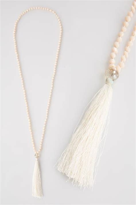 Nude Pink Beaded Necklace With Tassel Detail Yours Clothing