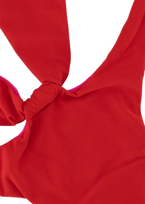 Reina Olga Show Pony Cut Out Red Halter Neck Swimsuit The Private Label