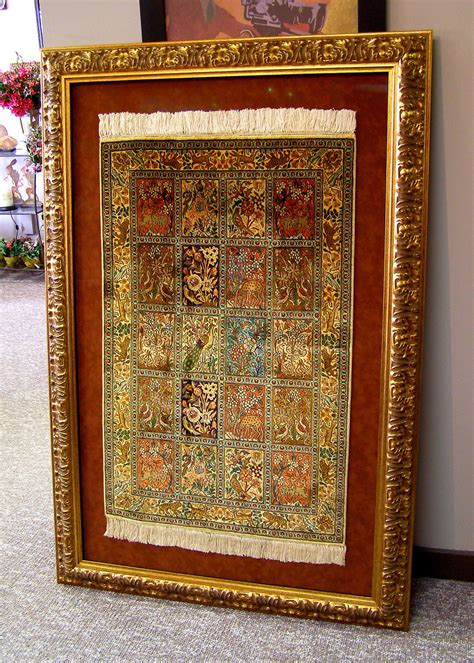Large Custom Framed Silk Rug Hand Sewn To Suedethis Rug Took The