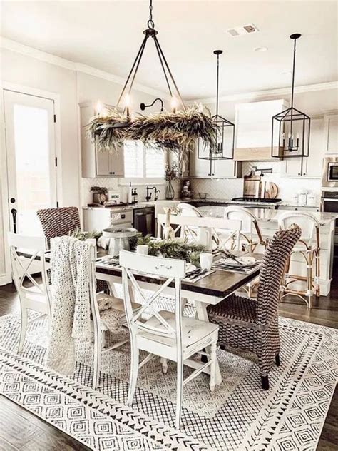 37 Stunning Rustic Farmhouse Dining Room Set Furniture Ideas