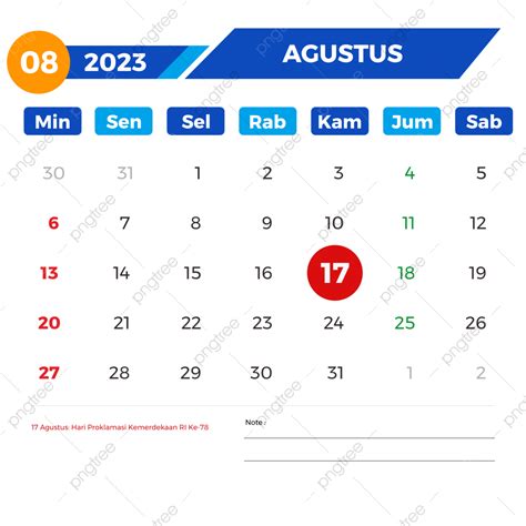 Gambar Vektor Kalender Bulan Agustus 2023 Agustus 2023 Kalender Png